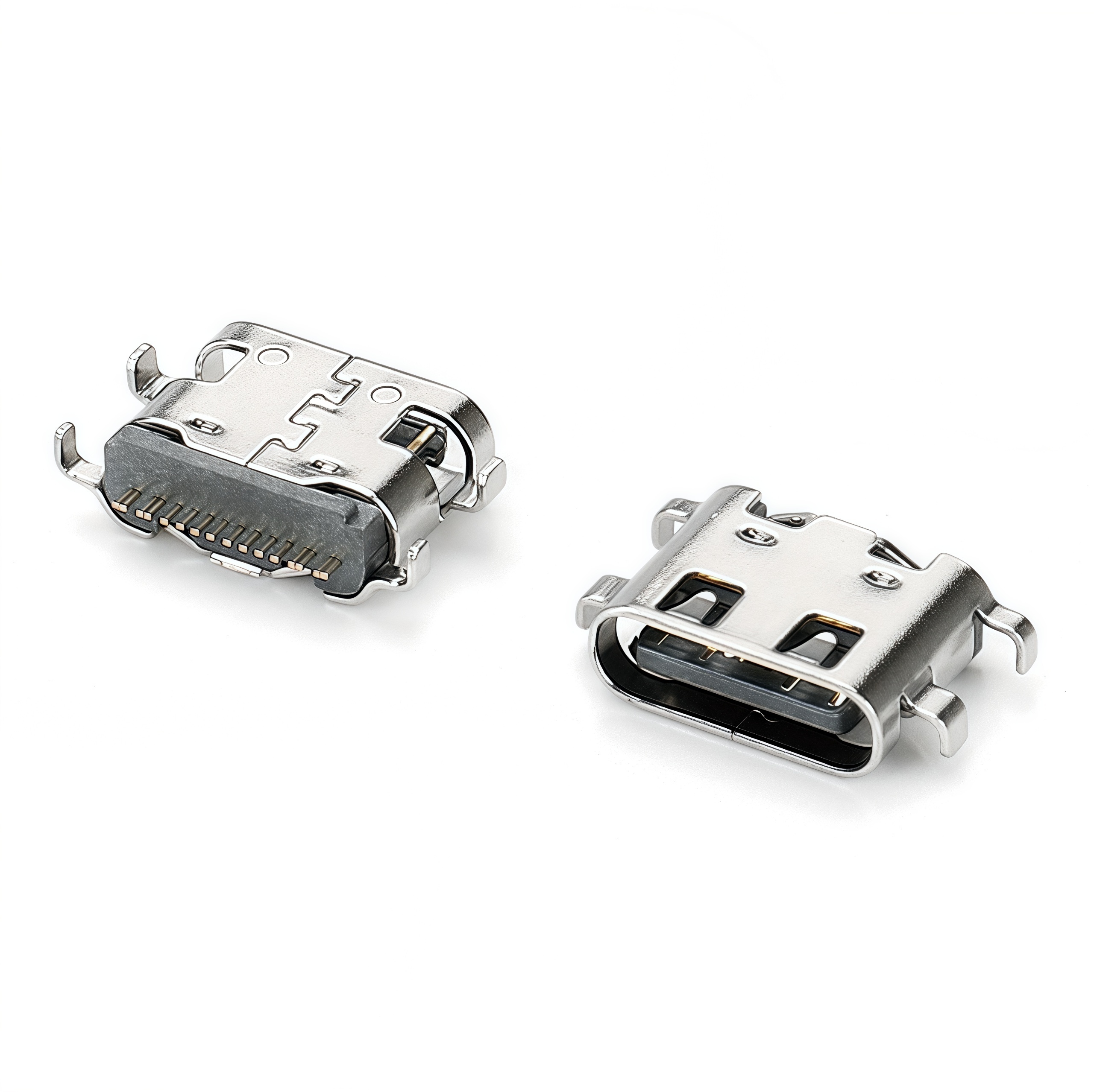 TYPE-C 16P Female Socket Black Glue Sinking Plate 1.6 with Spring