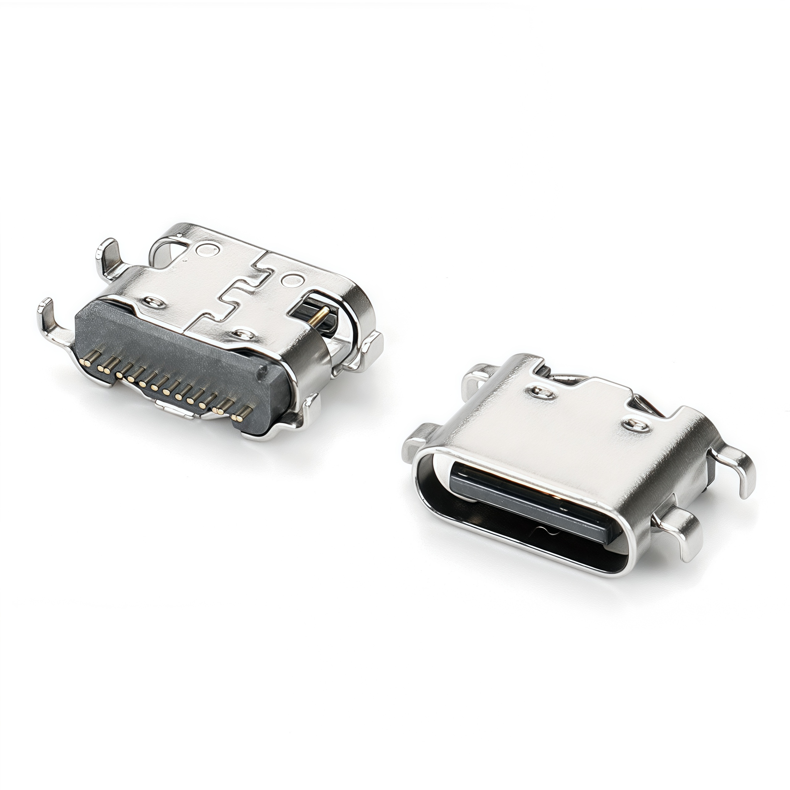 TYPE-C On-Board 16P Female Socket Black Rubber Pad Height 1.6 No Spring